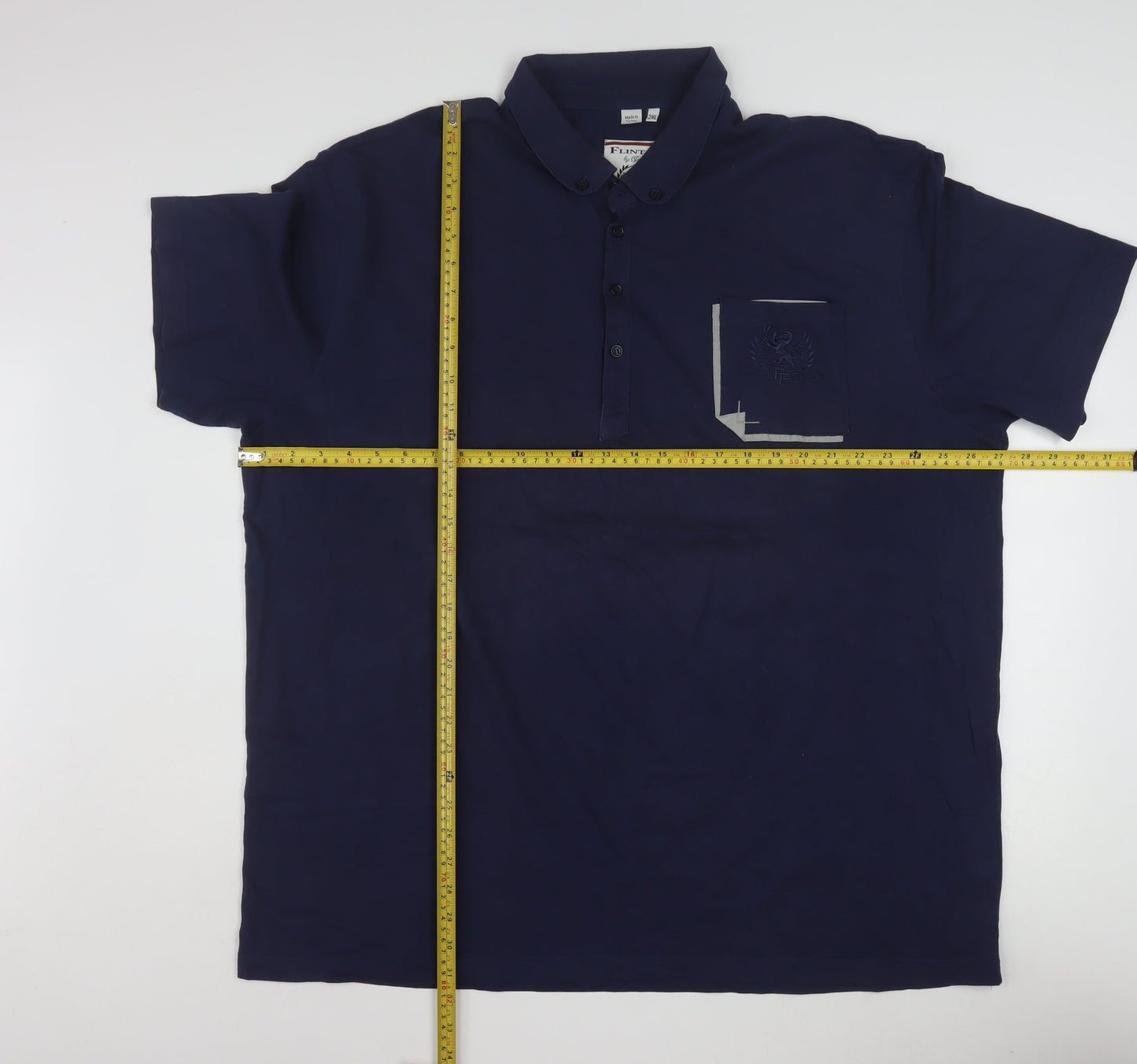 Flintoff by Jacamo Men's Blue 2XL Cotton Short Sleeve Polo Shirt