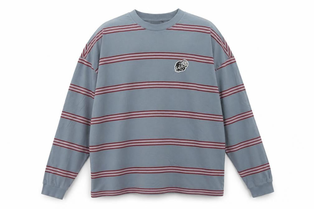 ASOS DESIGN Men's Blue Striped Long Sleeve Cotton Top 2XL