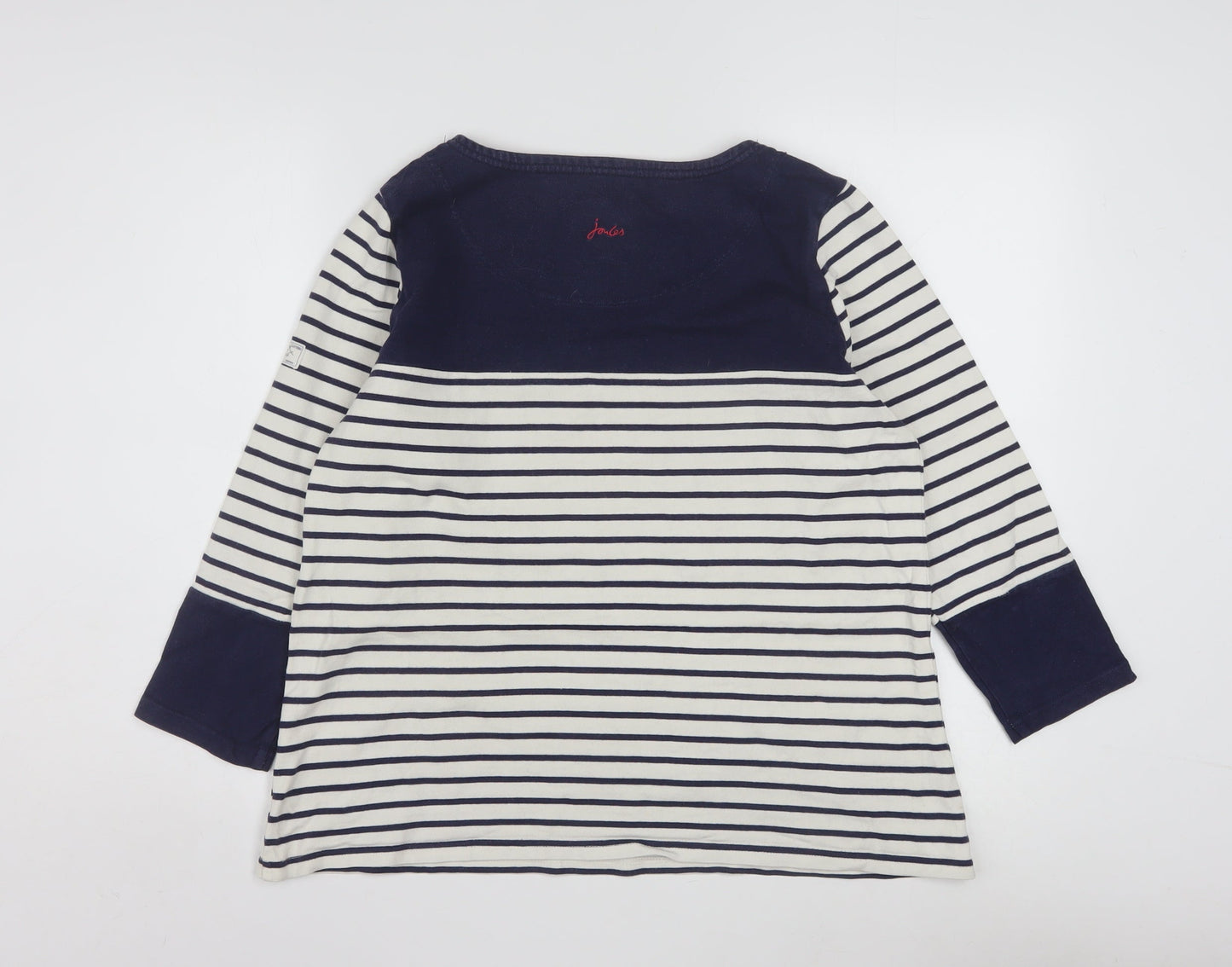Joules Women Blue Striped 100% Cotton Long Sleeve Nautical Top Size 16