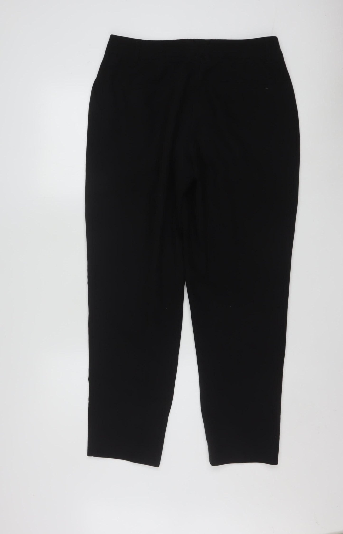 Oasis Women Black Size 12 Cropped Trousers Polyester Blend