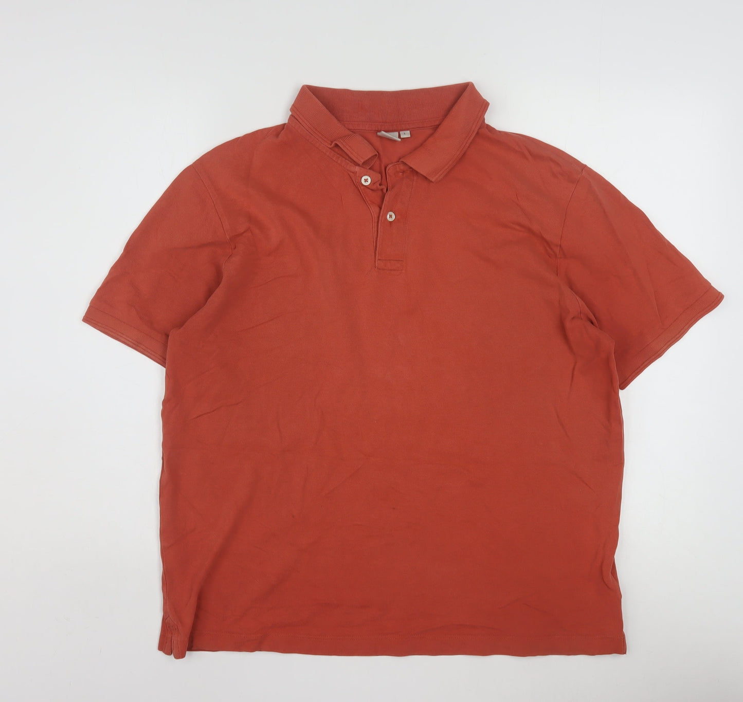 John Lewis Men’s Orange Cotton Polo Shirt L Regular Fit
