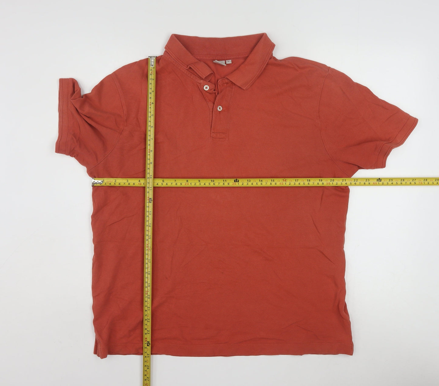 John Lewis Men’s Orange Cotton Polo Shirt L Regular Fit