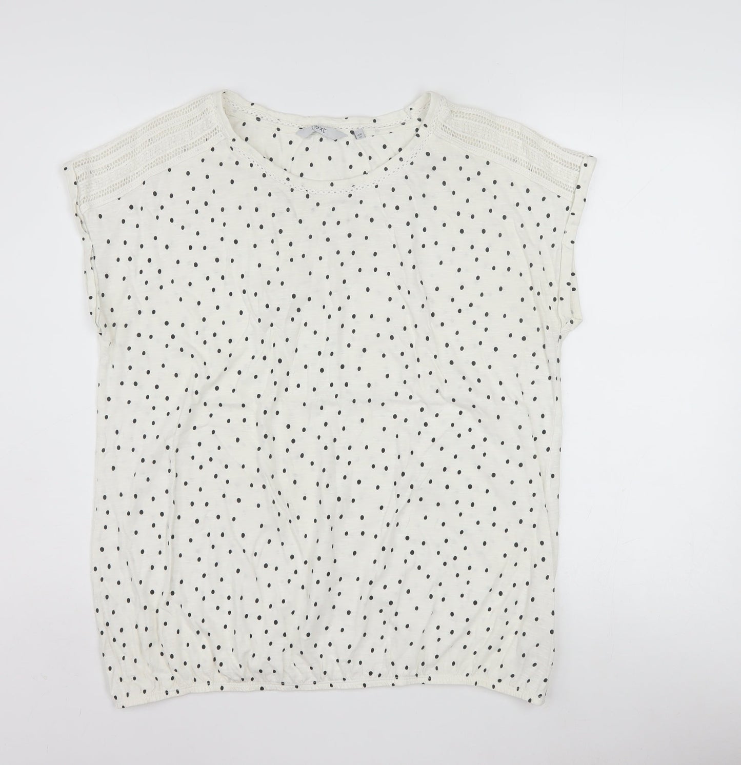 Next Women’s White Polka Dot Cotton Short Sleeve T-Shirt Size 18