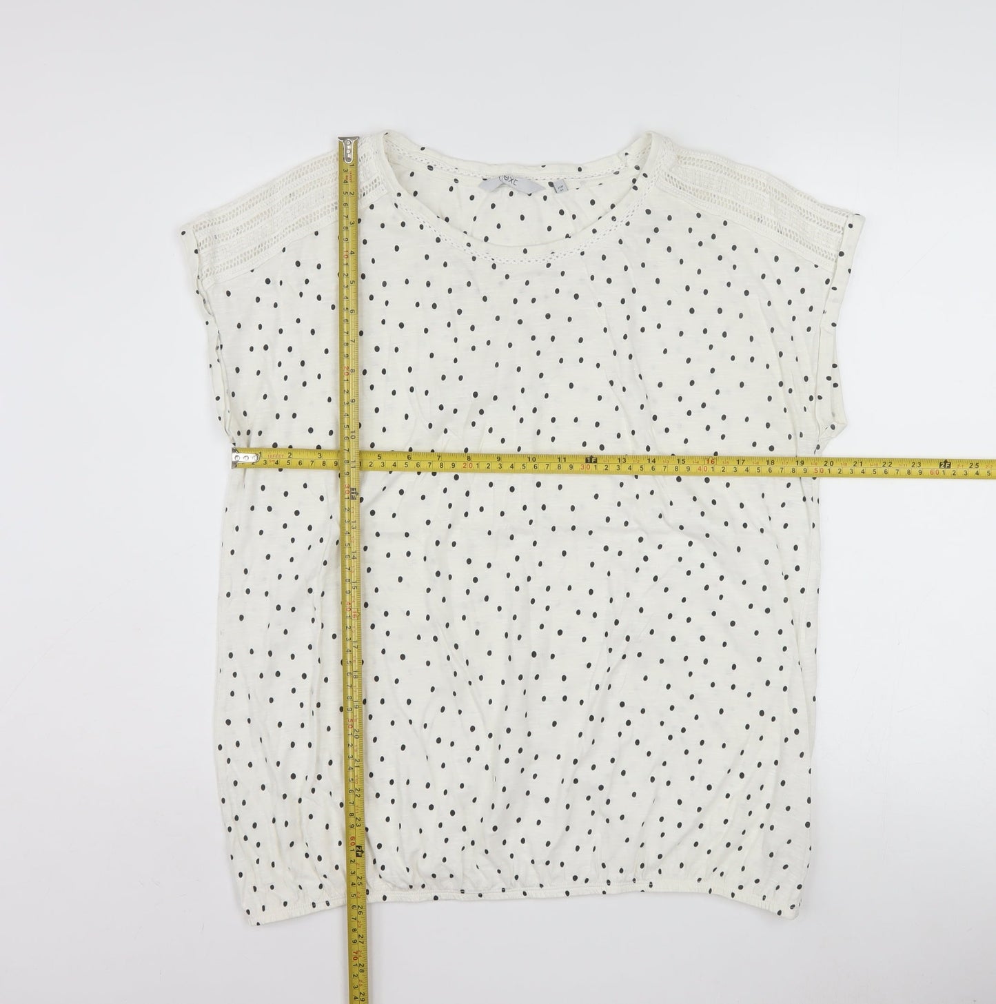 Next Women’s White Polka Dot Cotton Short Sleeve T-Shirt Size 18