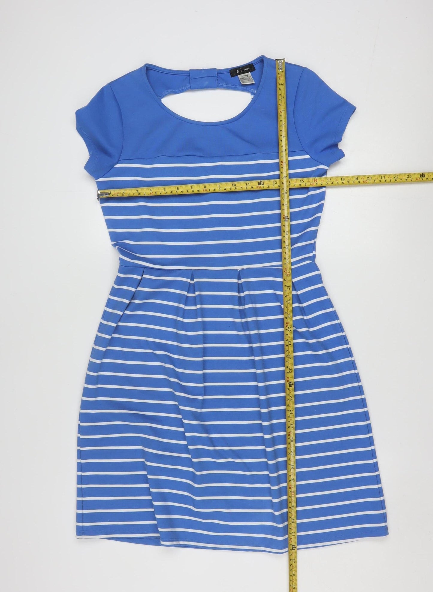 La Redoute Women Blue Striped Fit & Flare Dress Size 10