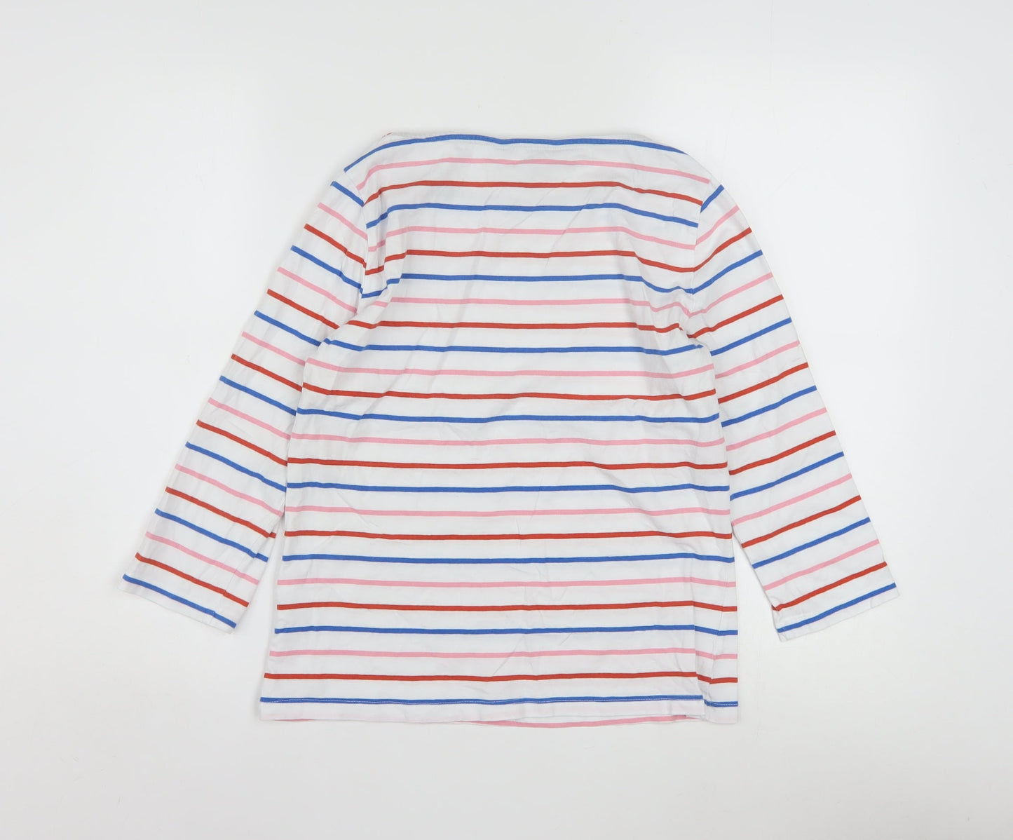 Crew Clothing Company Women's Multicoloured Striped Cotton Boat Neck Top Size 10