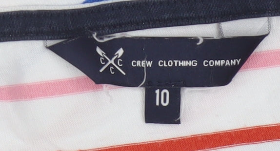 Crew Clothing Company Women's Multicoloured Striped Cotton Boat Neck Top Size 10