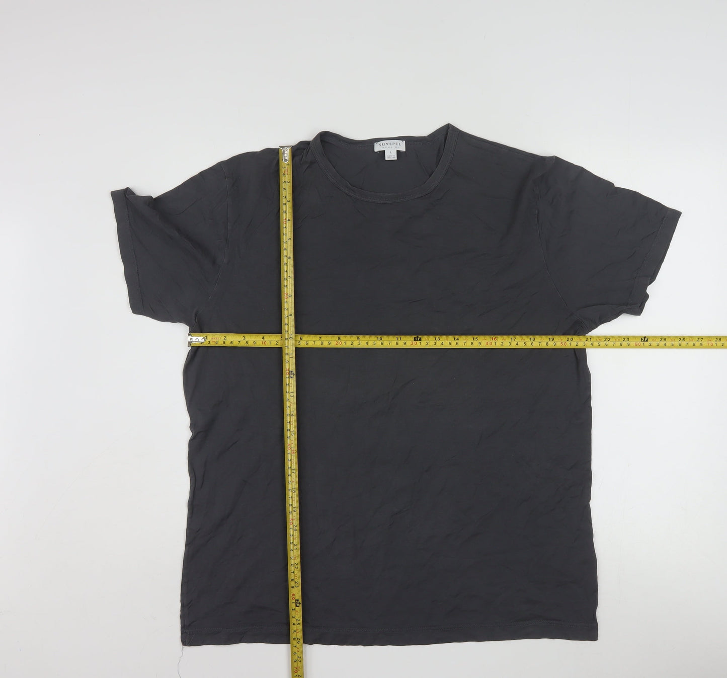 Sunspel Men's Black Cotton Crew Neck Short Sleeve T-Shirt Size L