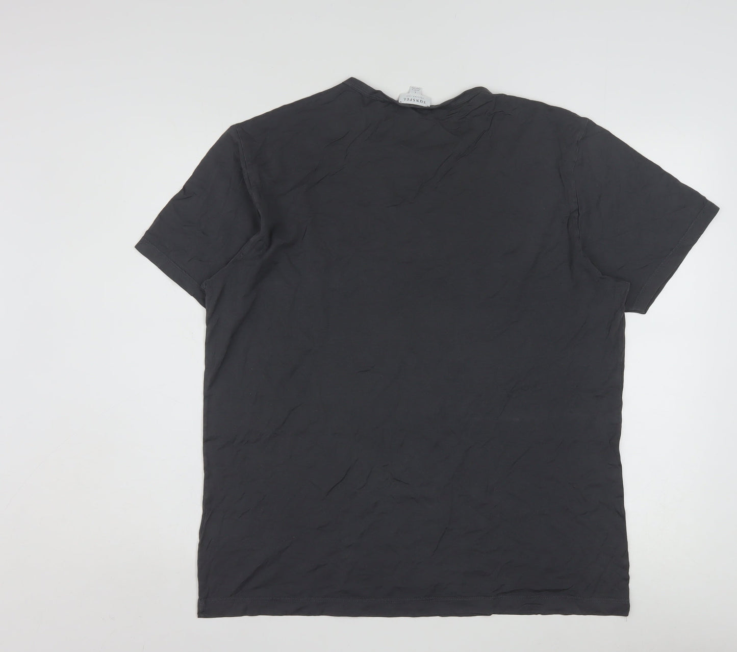 Sunspel Men's Black Cotton Crew Neck Short Sleeve T-Shirt Size L