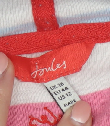 Joules Womens Multicoloured Stripe Long Sleeve Hooded Pullover UK 16