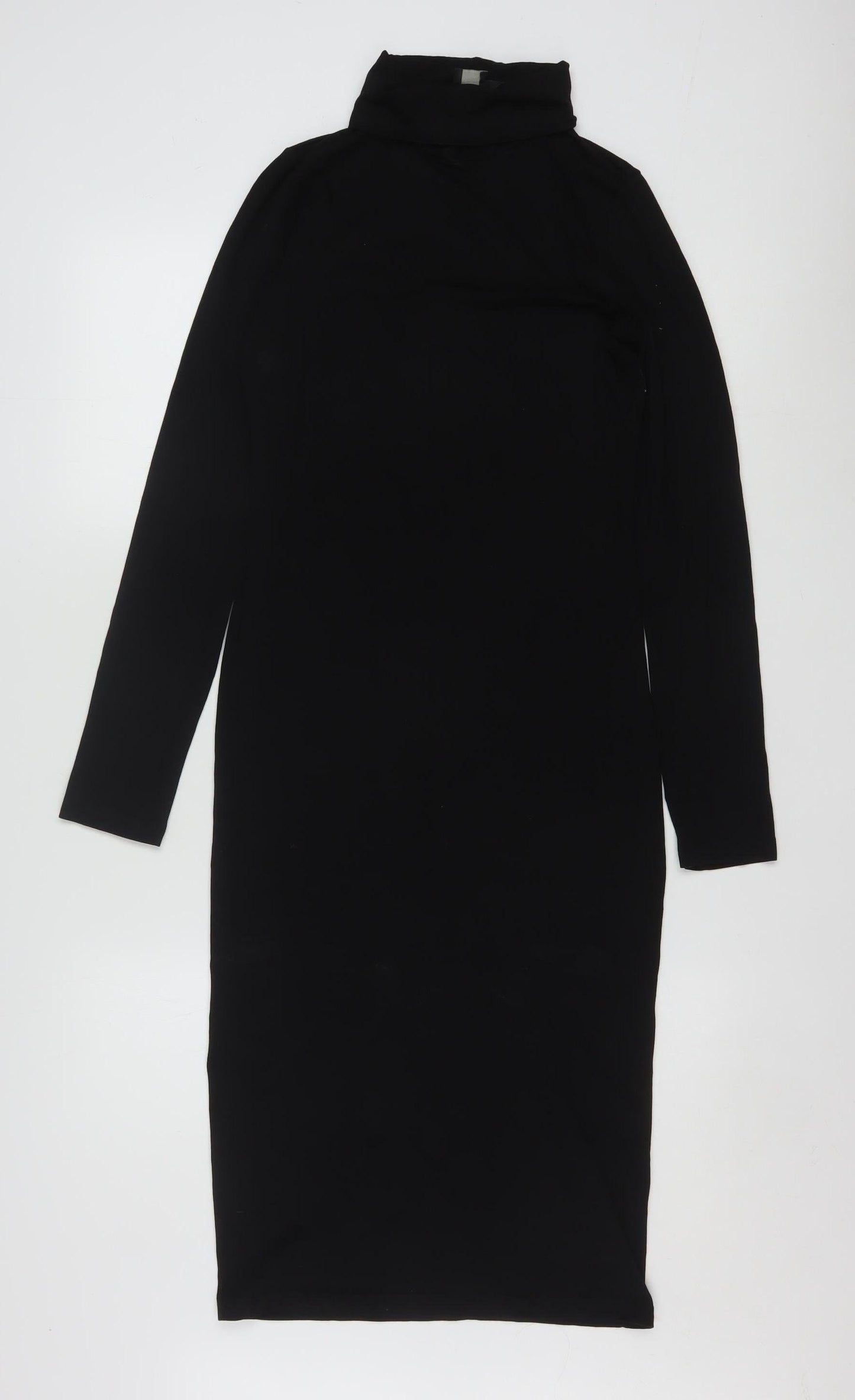 ASOS Women’s Black Size 12 Bodycon Roll Neck Midi Dress