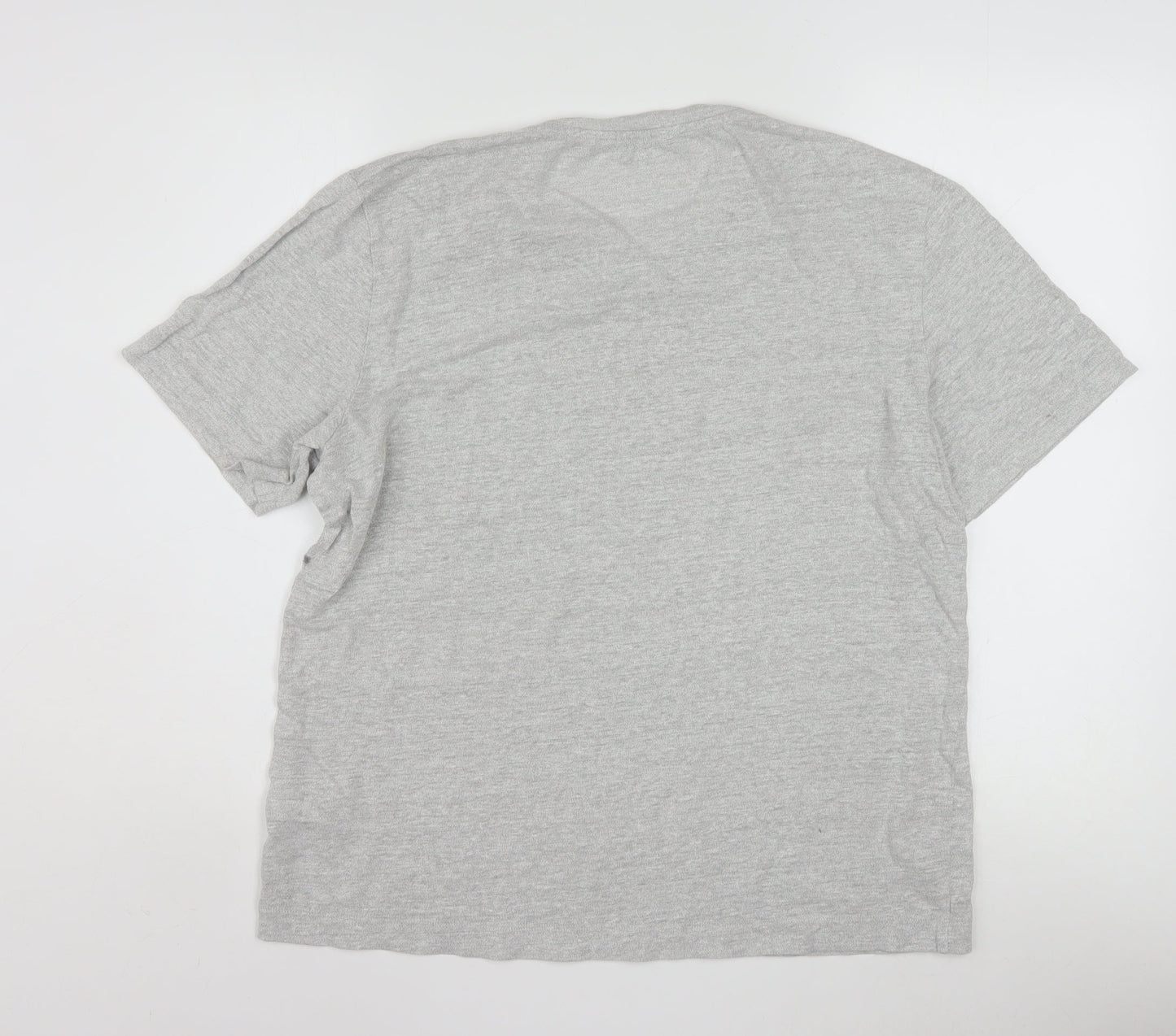 Massimo Dutti Men's Grey Linen Blend Short Sleeve Crew Neck T-Shirt L