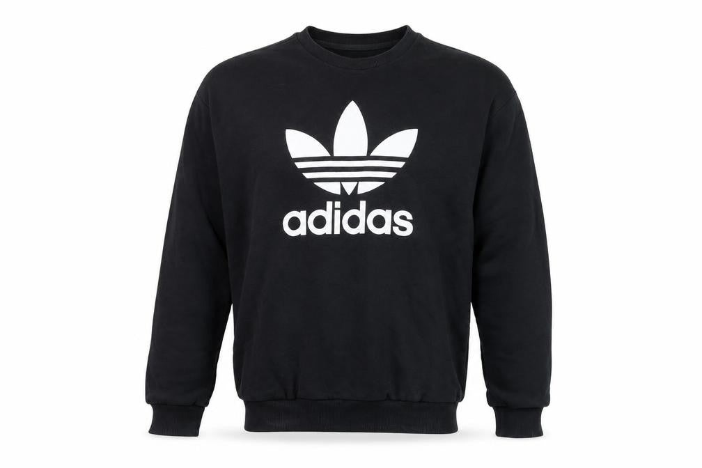 Adidas Mens Black Trefoil Logo Pullover Sweatshirt Size S
