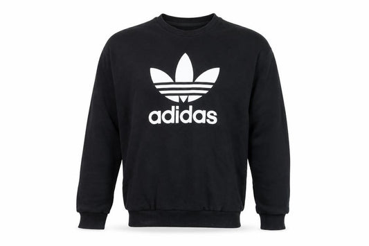 Adidas Mens Black Trefoil Logo Pullover Sweatshirt Size S