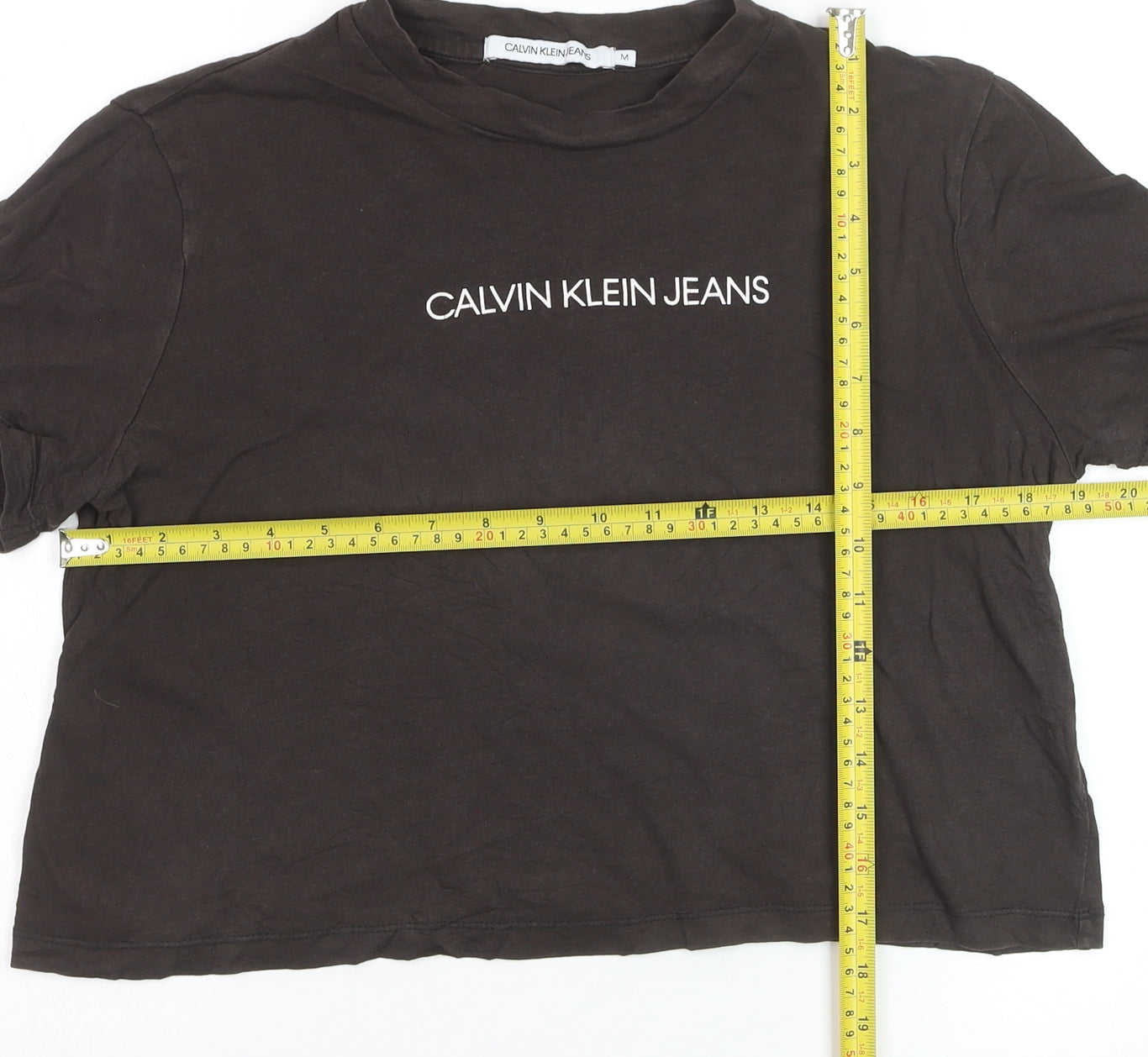 Calvin Klein Jeans Women's Black Cropped Cotton T-Shirt M