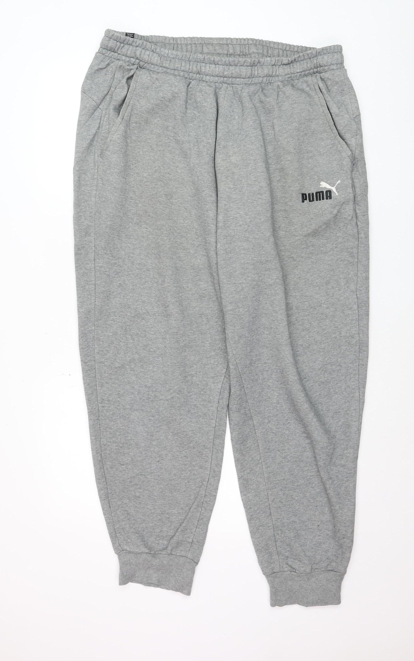 Puma Mens Grey XL Jogger Sweatpants Elastic Waist Cotton Blend