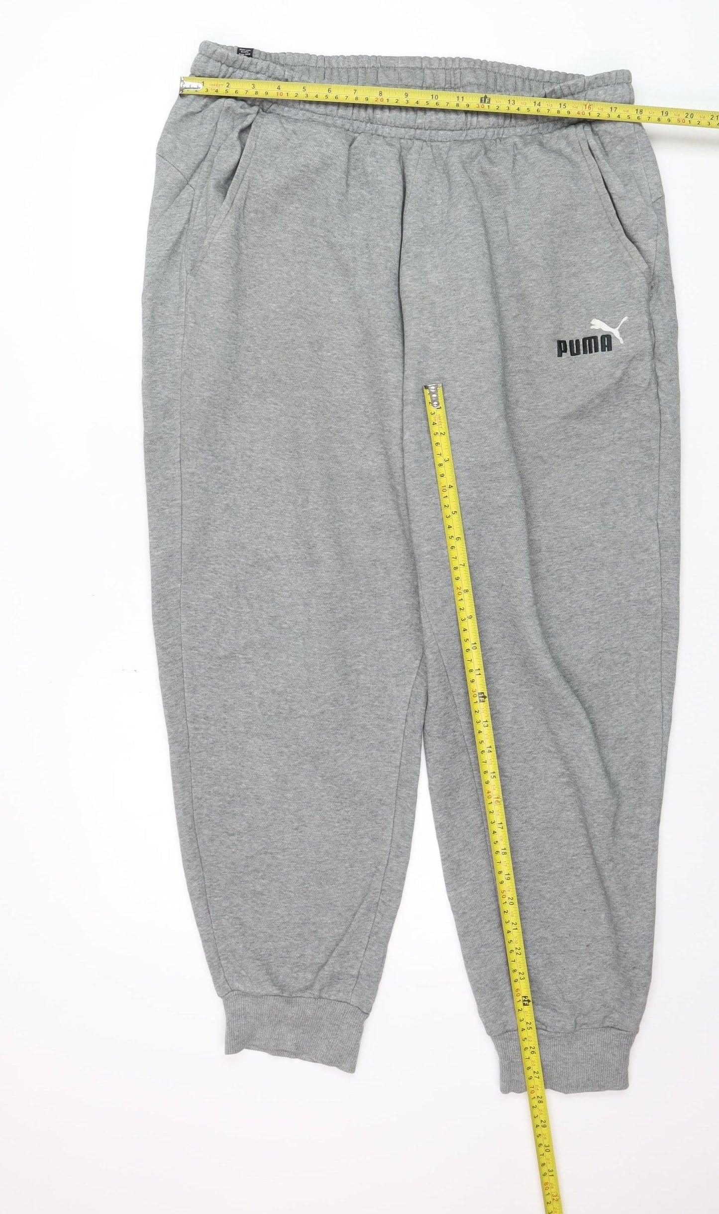 Puma Mens Grey XL Jogger Sweatpants Elastic Waist Cotton Blend