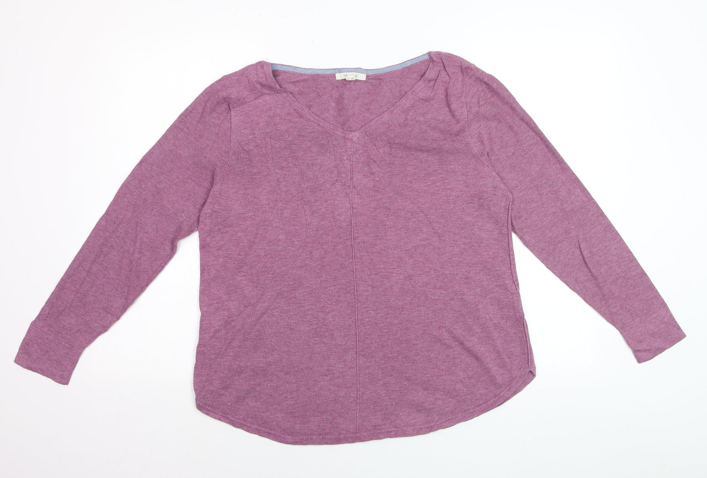 White Stuff Women's Purple Cotton V-Neck Jumper Size 14