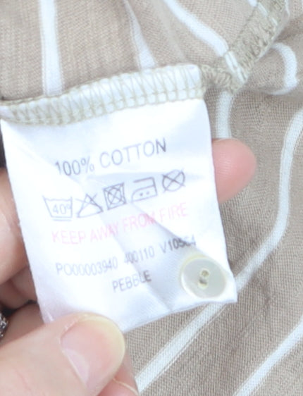 White Stuff Women’s Beige Striped 100% Cotton Tank Top Size 10