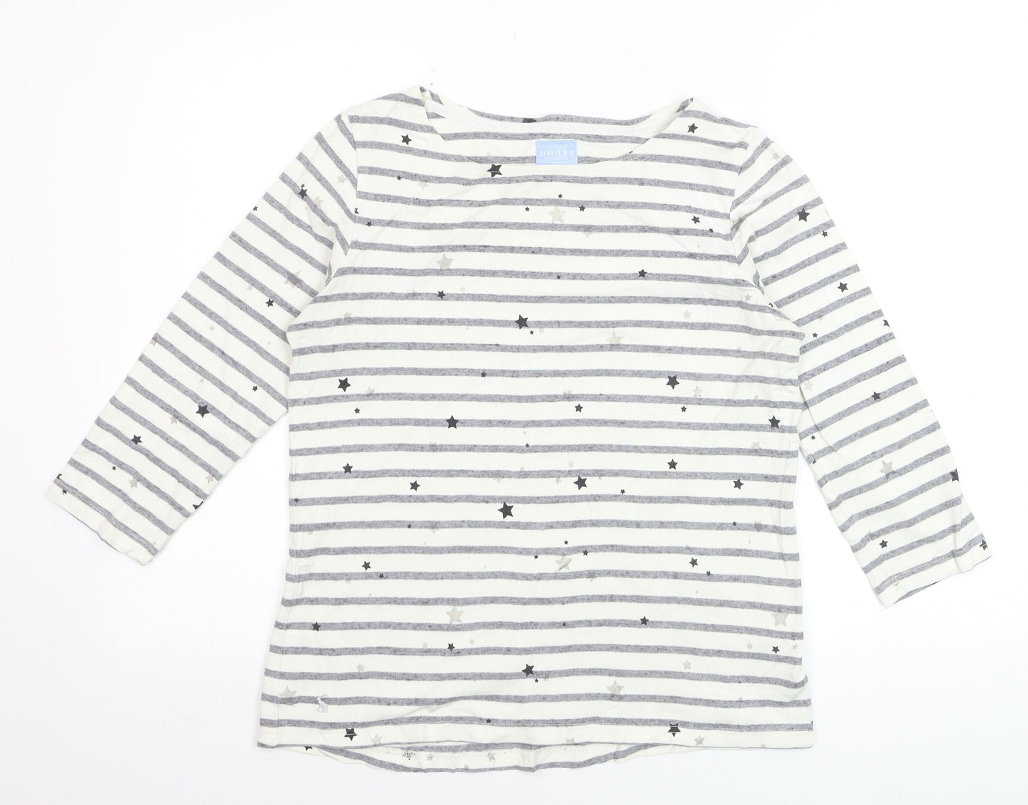Joules Womens White Striped Star Long Sleeve Cotton T-Shirt Size 12