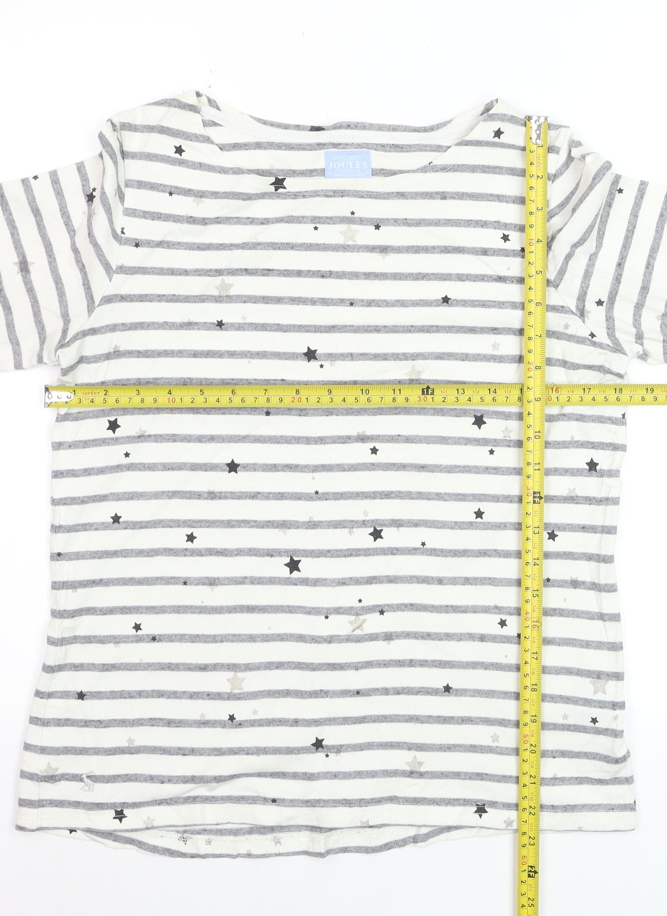 Joules Womens White Striped Star Long Sleeve Cotton T-Shirt Size 12