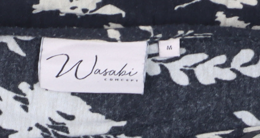 Wasabi Concept Women's Black Floral Tunic Blouse Size M