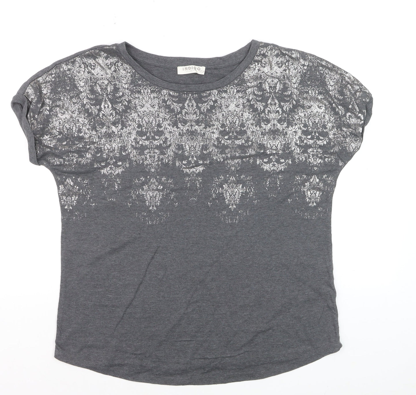 Marks and Spencer Women’s Grey Metallic Print T-Shirt Size 14