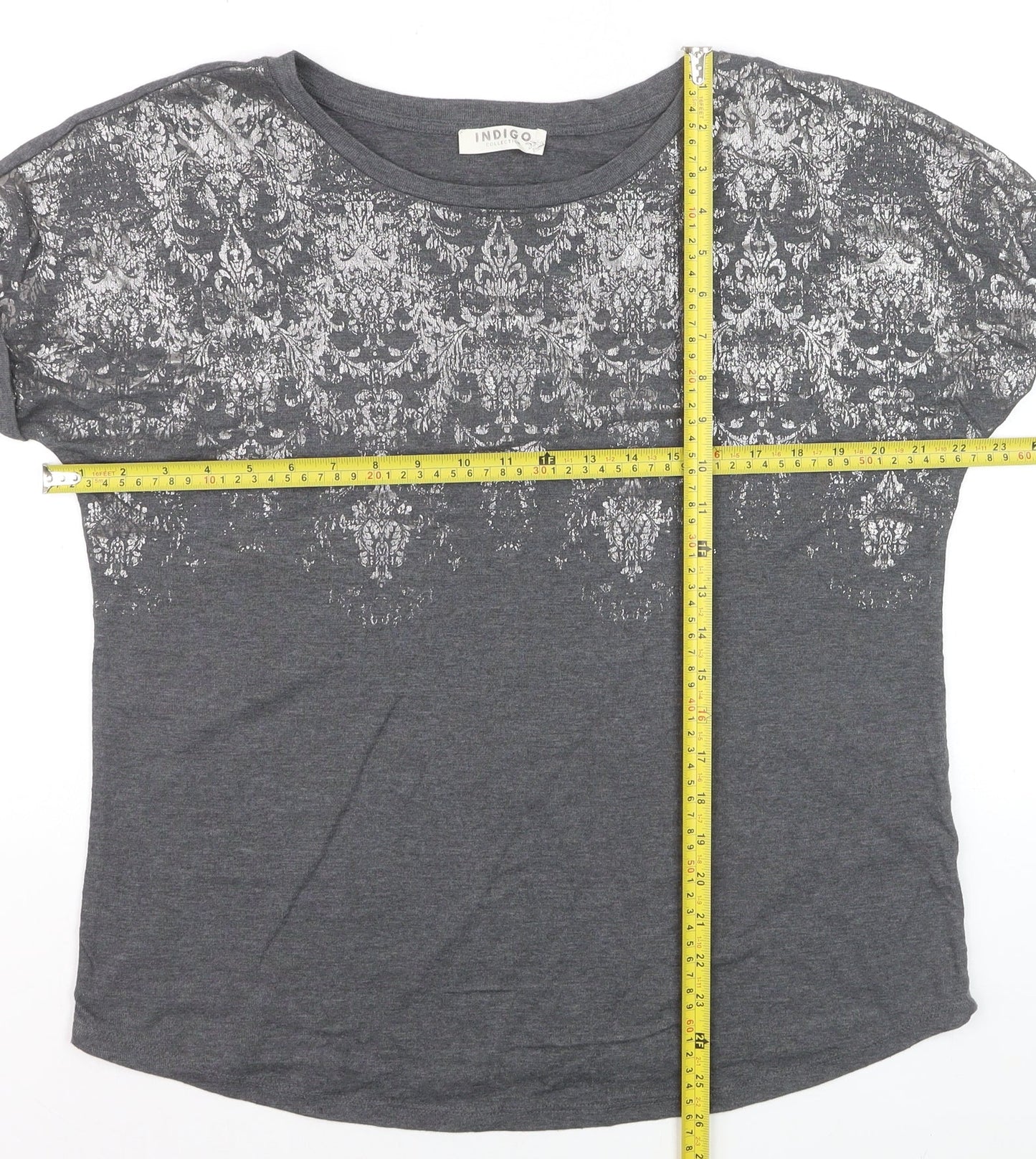 Marks and Spencer Women’s Grey Metallic Print T-Shirt Size 14