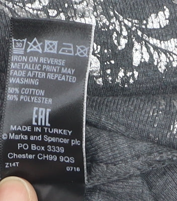 Marks and Spencer Women’s Grey Metallic Print T-Shirt Size 14