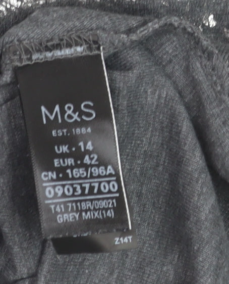 Marks and Spencer Women’s Grey Metallic Print T-Shirt Size 14