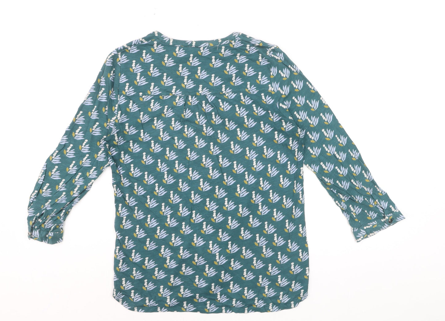 White Stuff Women's Green Floral Button Tunic Blouse UK 8