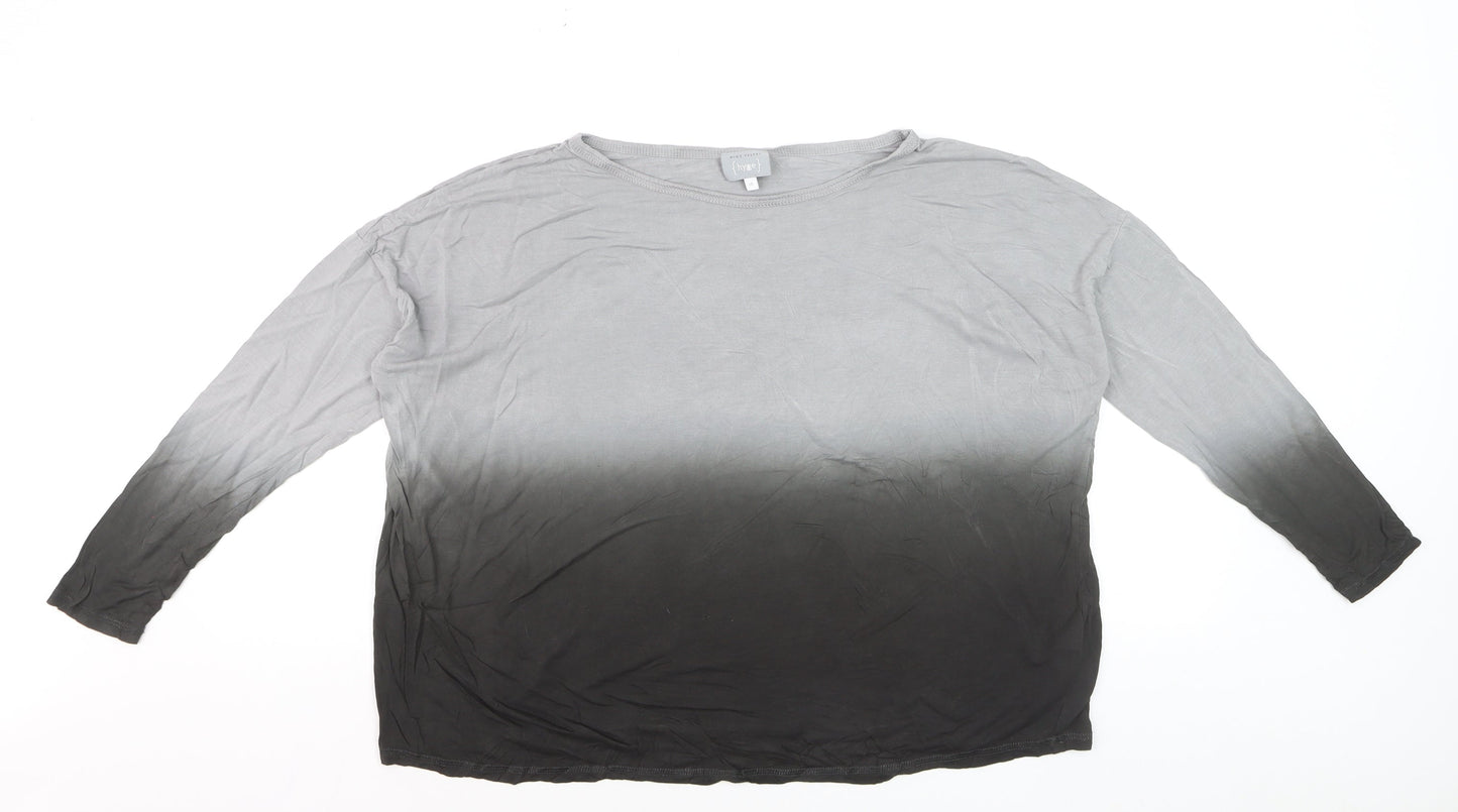 Mint Velvet Women’s Grey Ombre Long Sleeve Cotton Jersey Top Size 10