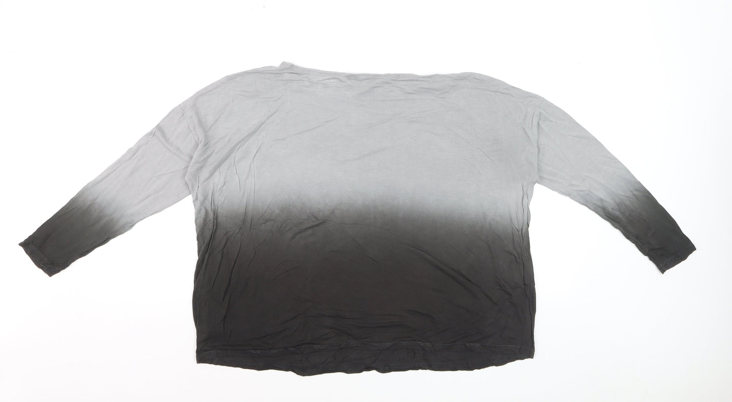 Mint Velvet Women’s Grey Ombre Long Sleeve Cotton Jersey Top Size 10
