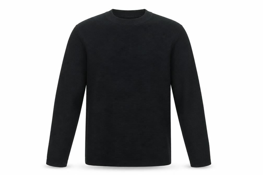 Front view of ZARA Men Black S Knit Crew Neck Long Sleeve jumper