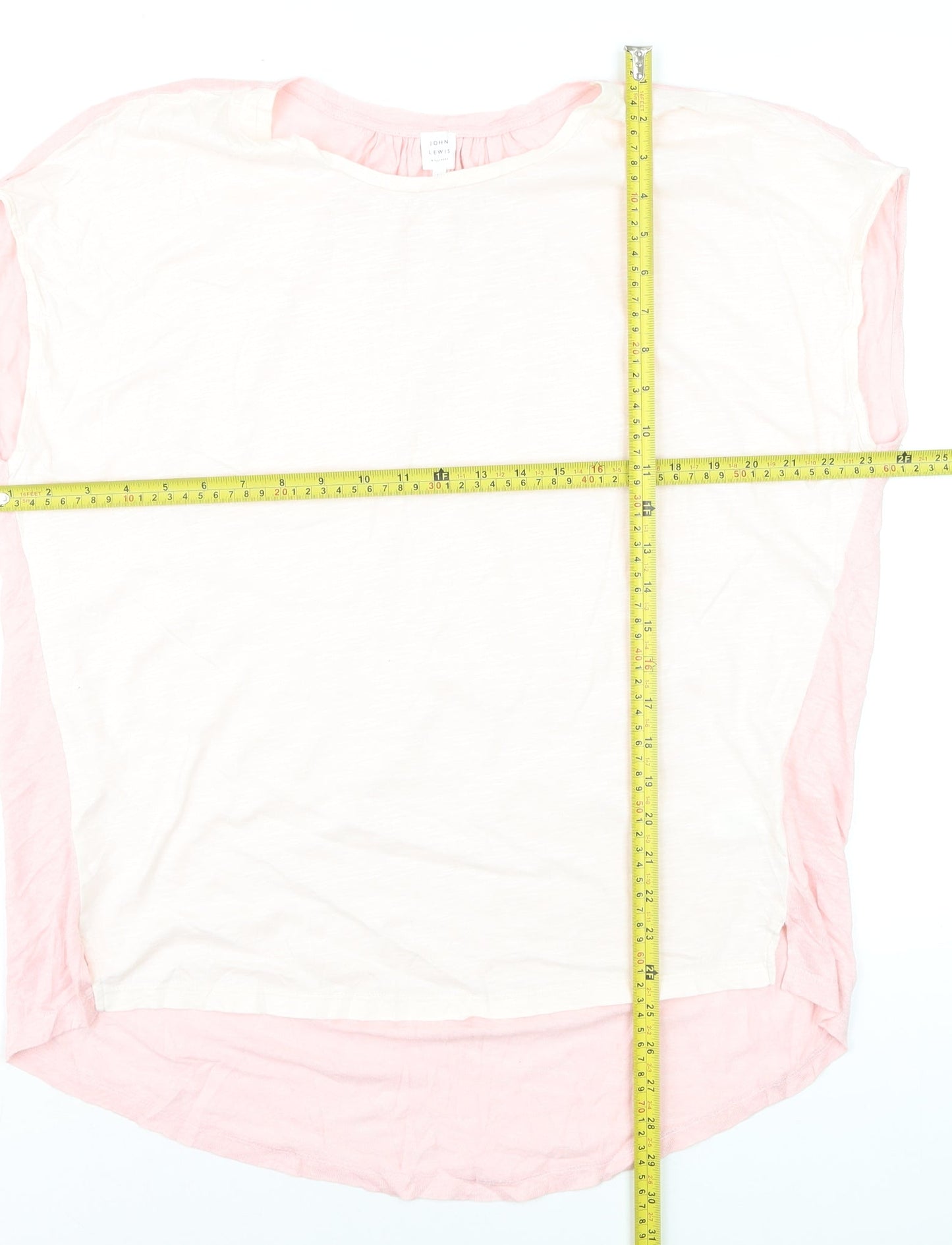 John Lewis Women's Pink Colourblock Linen Cotton Sleeveless Top Size 14