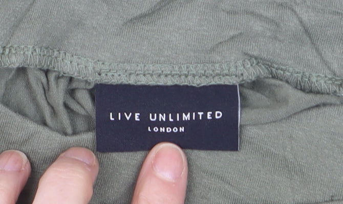 Live Unlimited London Womens Green Size 16 Tunic Short Sleeve Square Neck Blouse