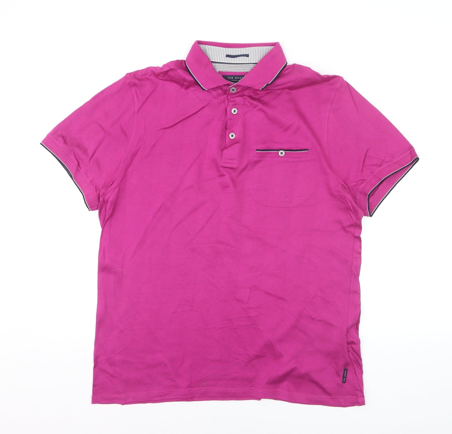 Ted Baker Men's Pink Cotton Polo Shirt Size L Short Sleeve