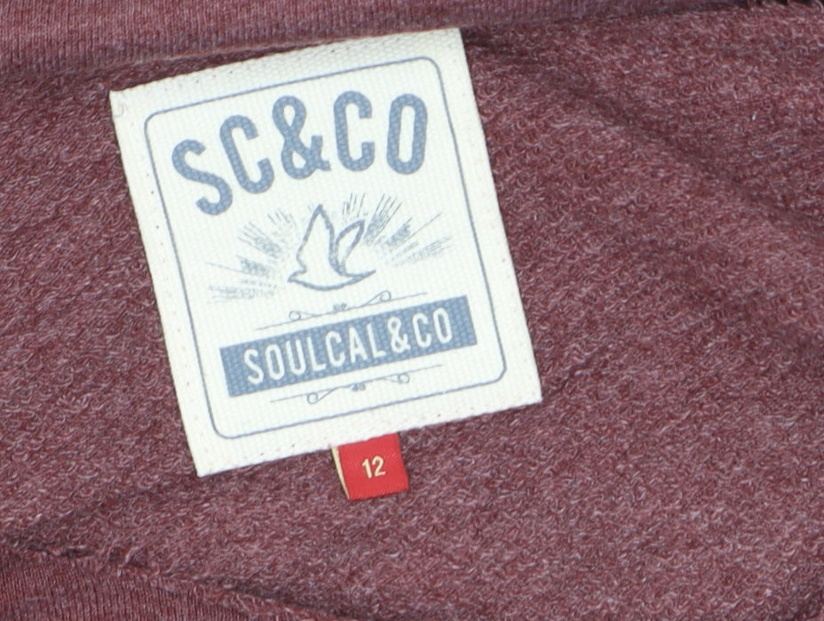 SoulCal & Co Womens Burgundy Pullover Sweatshirt Size 12 Graphic Print