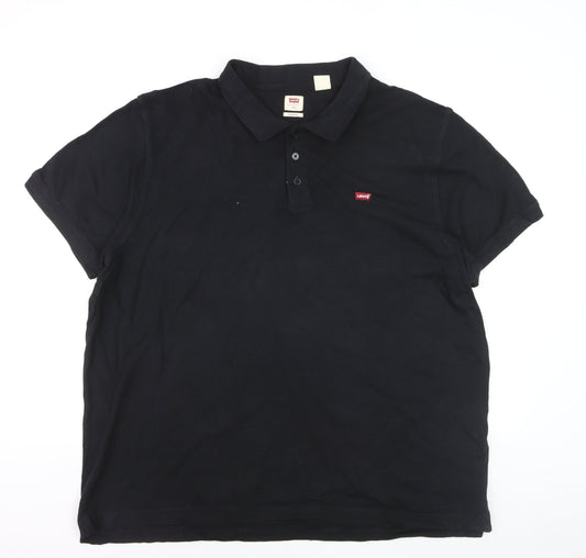 Levi's Mens Black 2XL Cotton Polo Shirt Short Sleeve Classic Fit