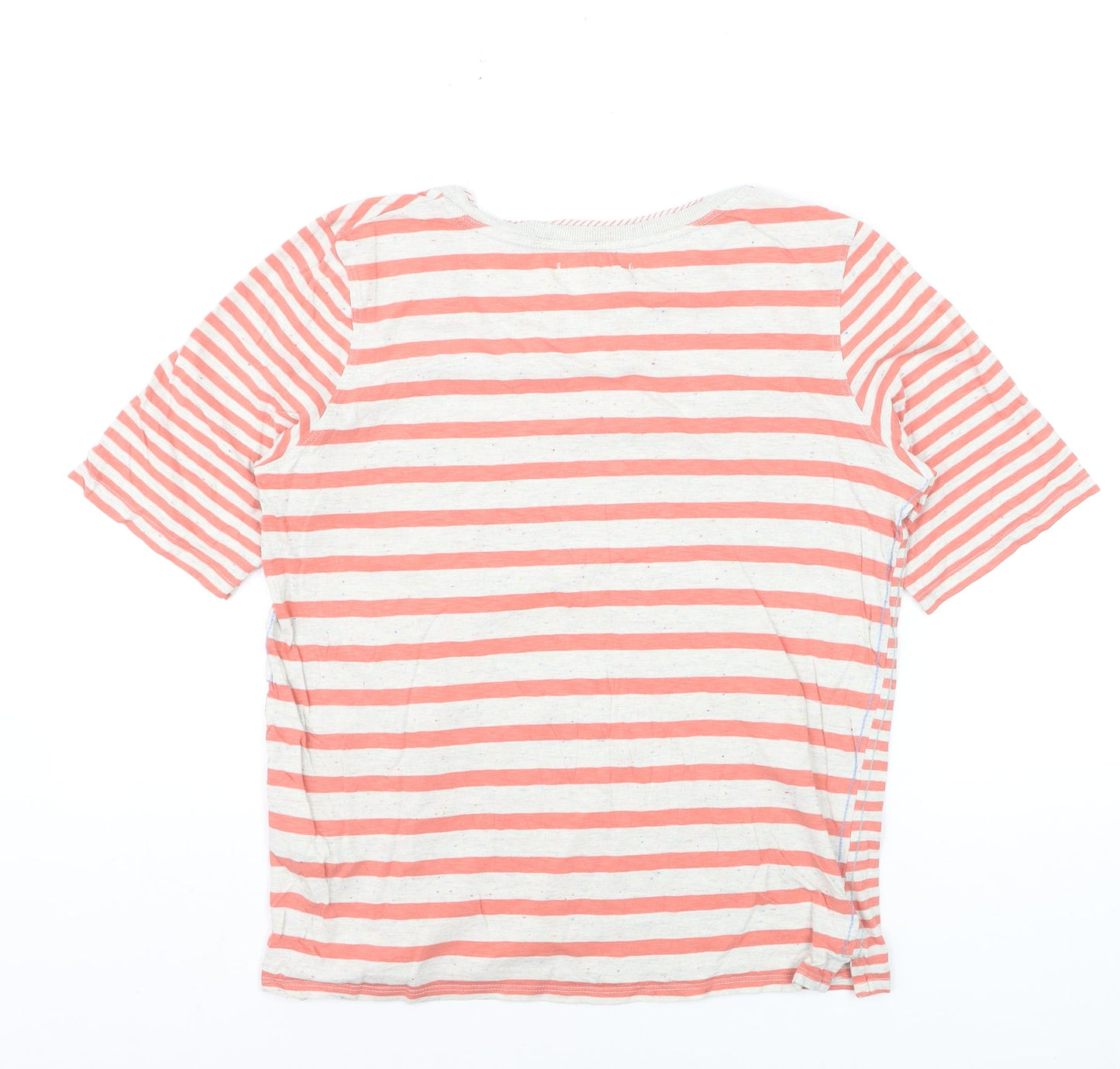 White Stuff Womens Pink Striped Cotton T-Shirt UK 10 Short Sleeve