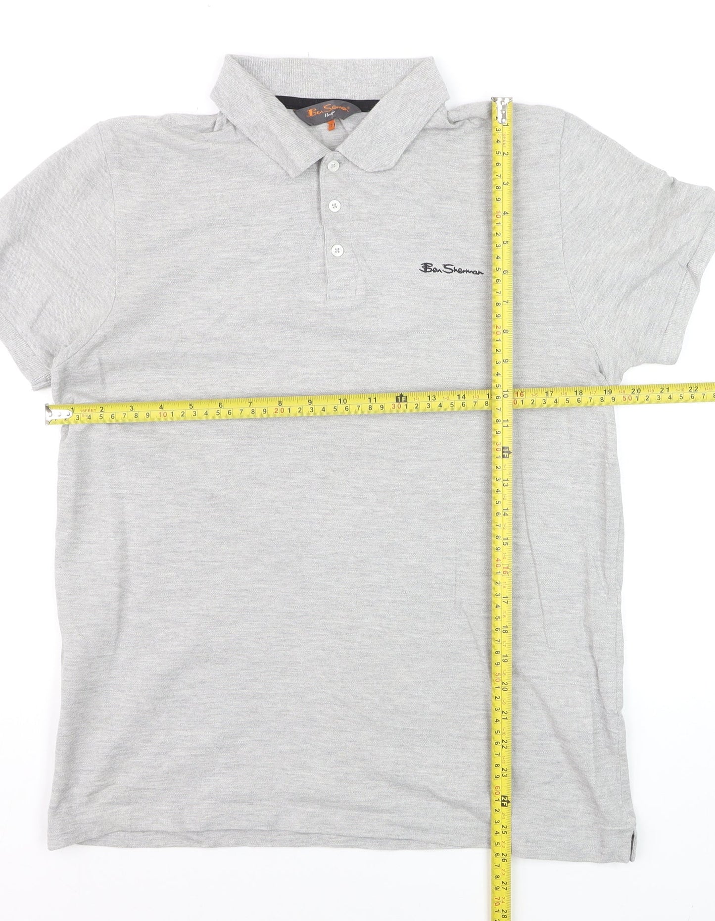 Ben Sherman Men's Grey Heritage Short Sleeve Cotton Polo Shirt M