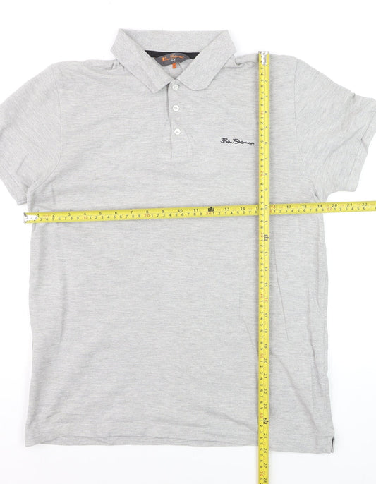 Ben Sherman Men's Grey Heritage Short Sleeve Cotton Polo Shirt M