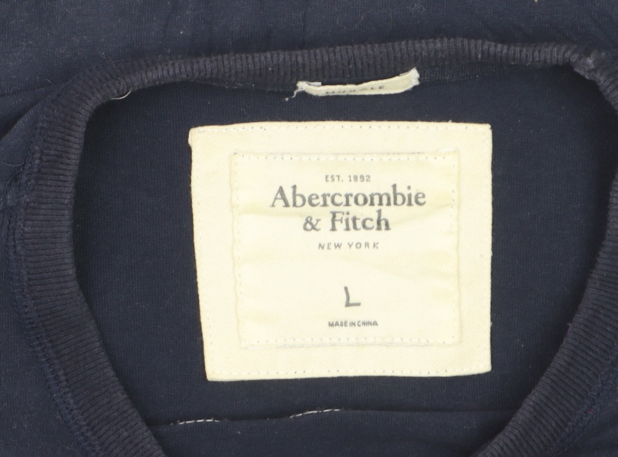 Abercrombie & Fitch Men’s Blue Long Sleeve Graphic Cotton Top L