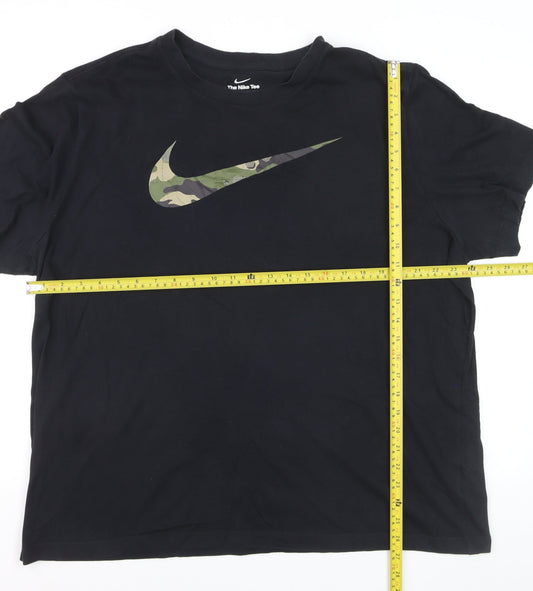 Nike Mens Black 2XL Sports Dri-Fit Camouflage Logo T-Shirt