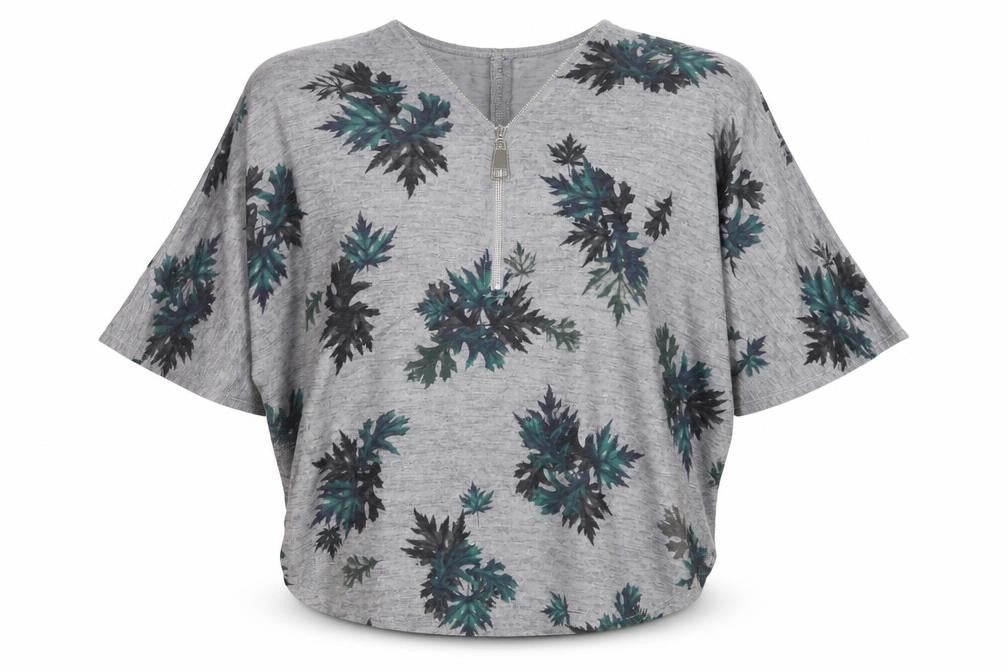 Apricot Women’s Grey Floral Zip Tunic Blouse S Relaxed Fit
