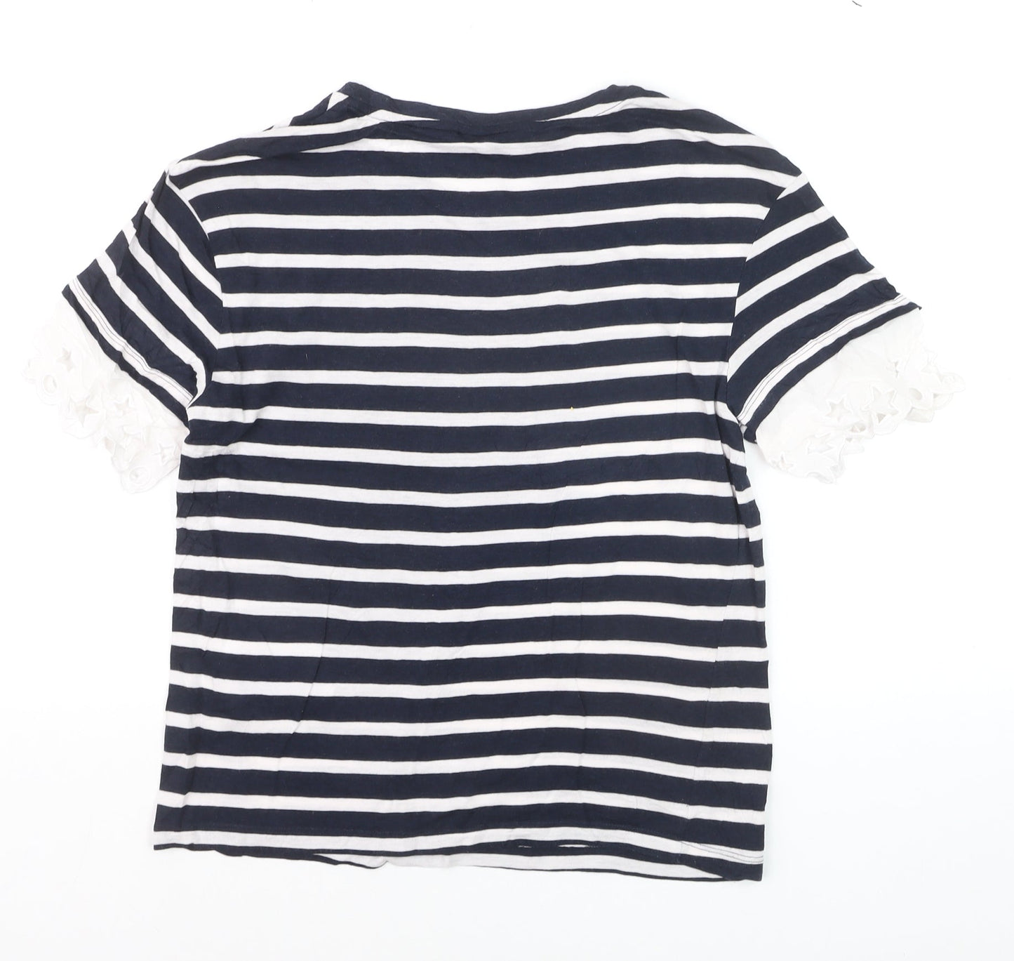 Tommy Hilfiger Women's Navy Striped Cotton T-Shirt XS