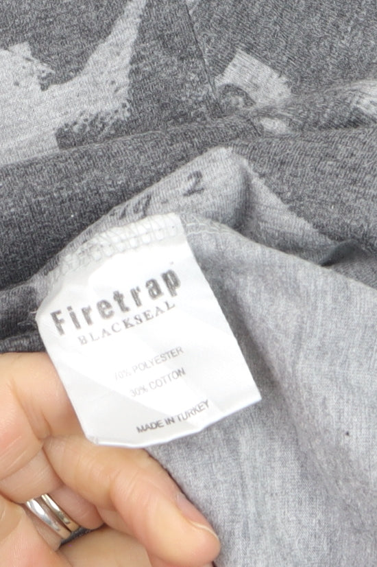 Firetrap Men's Grey Skull Print Crew Neck T-Shirt Size L