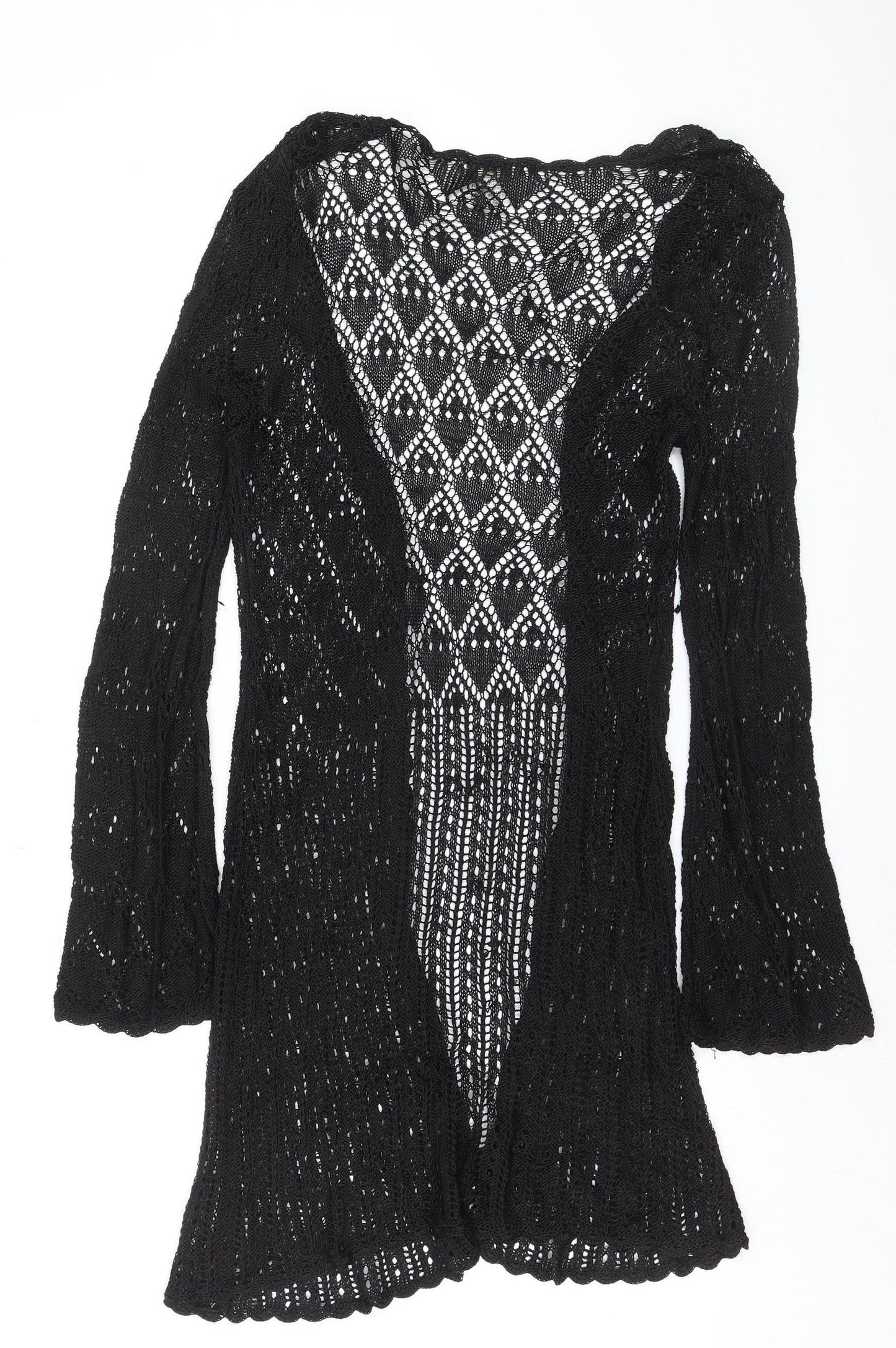Uniform John Paul Richard Black Crochet Knit Cardigan Women M