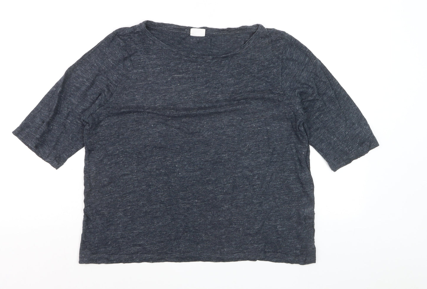 TOAST Women Grey Linen 3/4 Sleeve Relaxed Fit T-Shirt M
