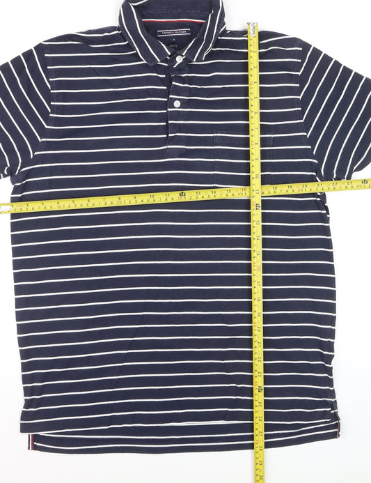 Tommy Hilfiger Men's Blue Striped Slim Fit Polo Shirt XL